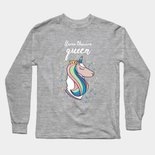 Llama Unicorn Queen Long Sleeve T-Shirt